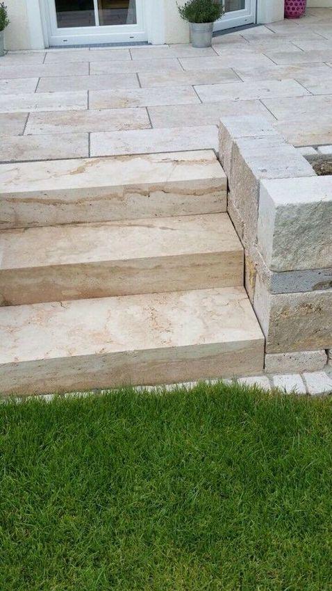 Blockstufen aus Travertin - 15x35x100cm - Light - M2Granit