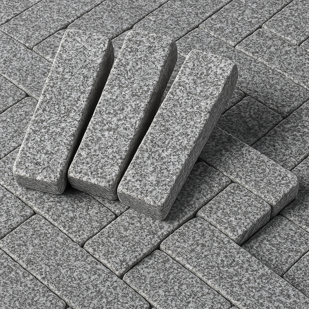 Pflastersteine aus Granit | 24x8x5cm | Fischgrätmuster