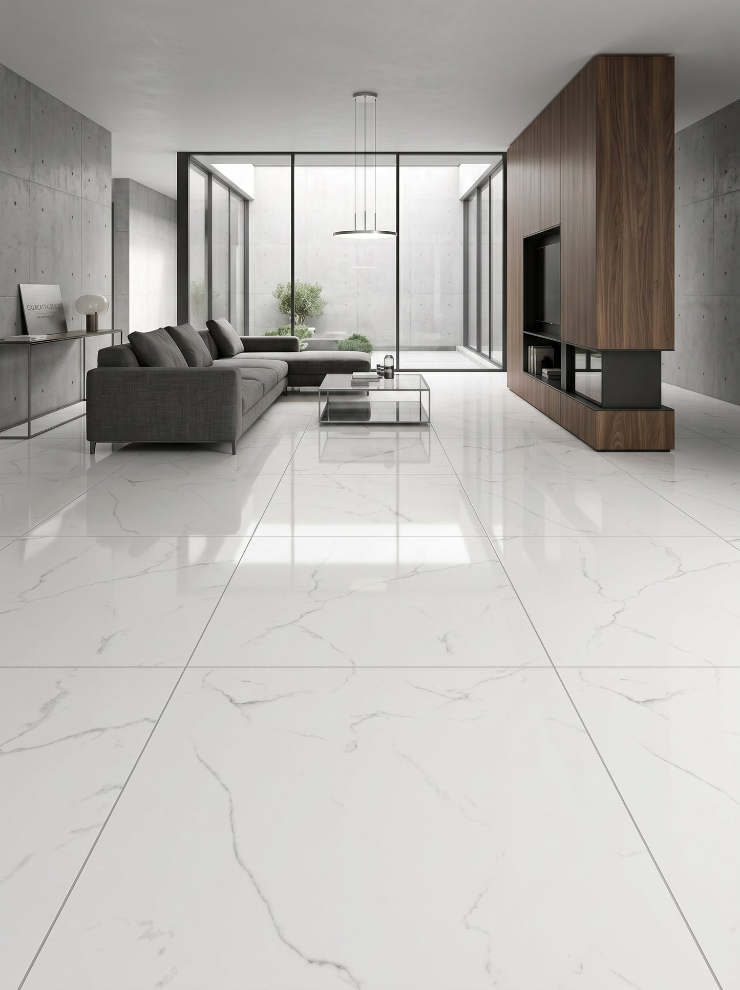 Feinsteinzeug-Fliese-Calacatta-Grigio-Marmor-Optik-glänzend-60x120cm-m2granit