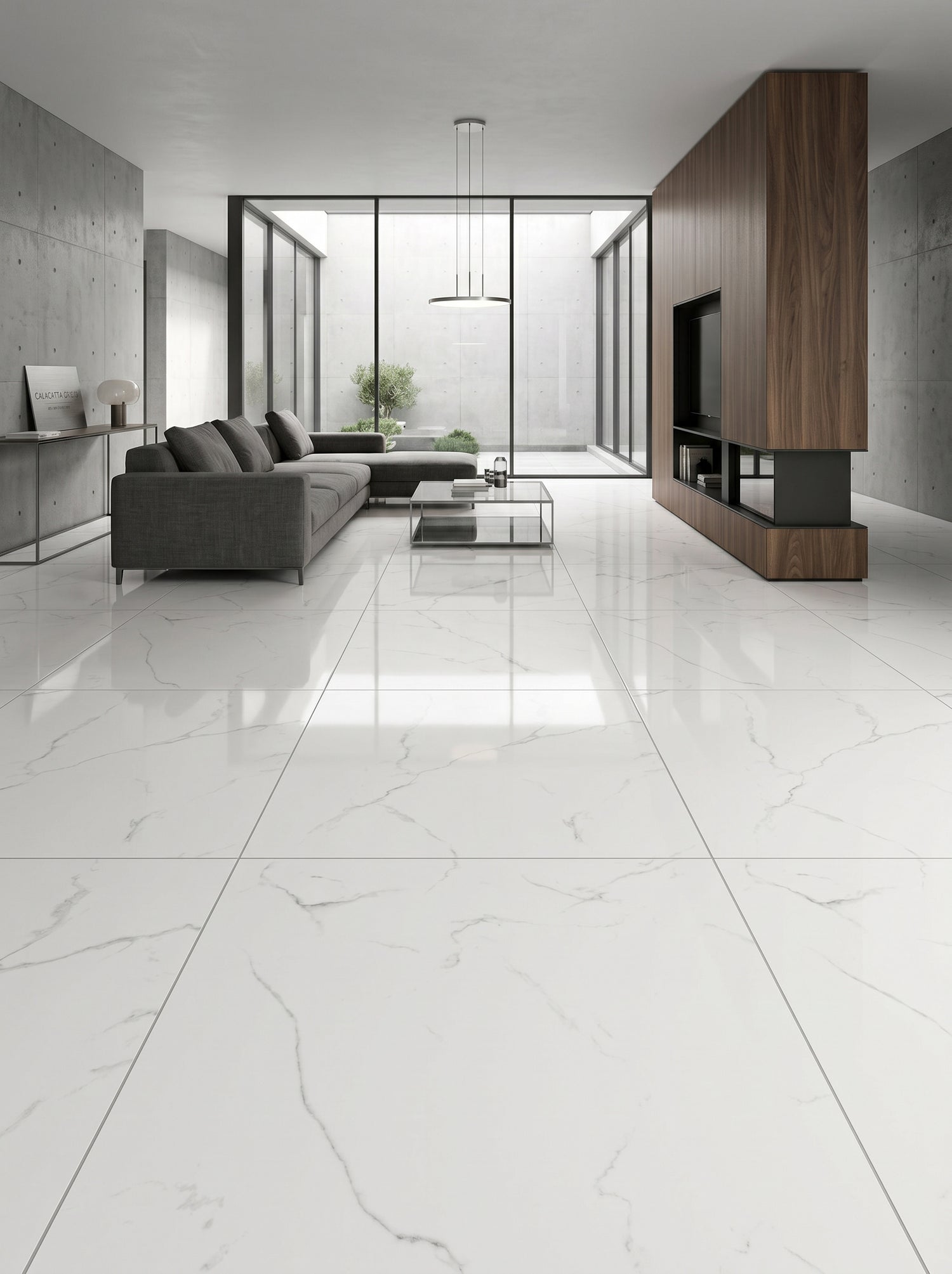 Feinsteinzeug-Fliese-Calacatta-Grigio-Marmor-Optik-glänzend-60x120cm-m2granit