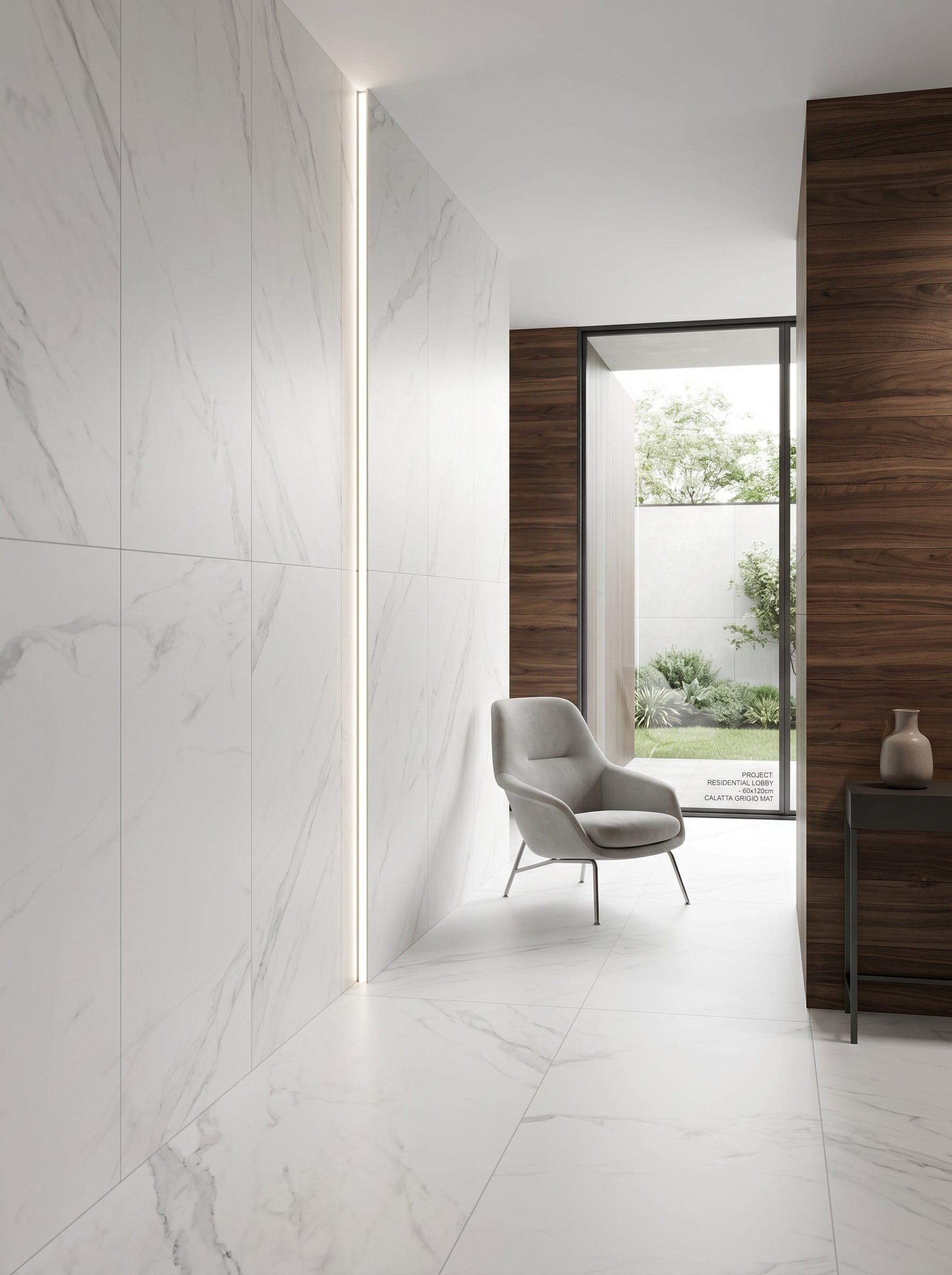 Feinsteinzeug-Fliese-Calacatta-Grigio Marmor-Optik-matt-60x120cm-m2granit