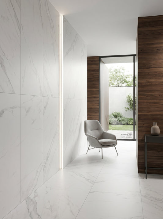 Feinsteinzeug-Fliese-Calacatta-Grigio Marmor-Optik-matt-60x120cm-m2granit