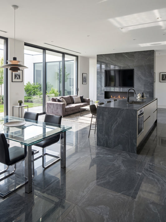Feinsteinzeug-Fliese-Carmen-Anthracite-Marmor-Optik-Full-Lappato-60x120cm-projektbild-m2granit