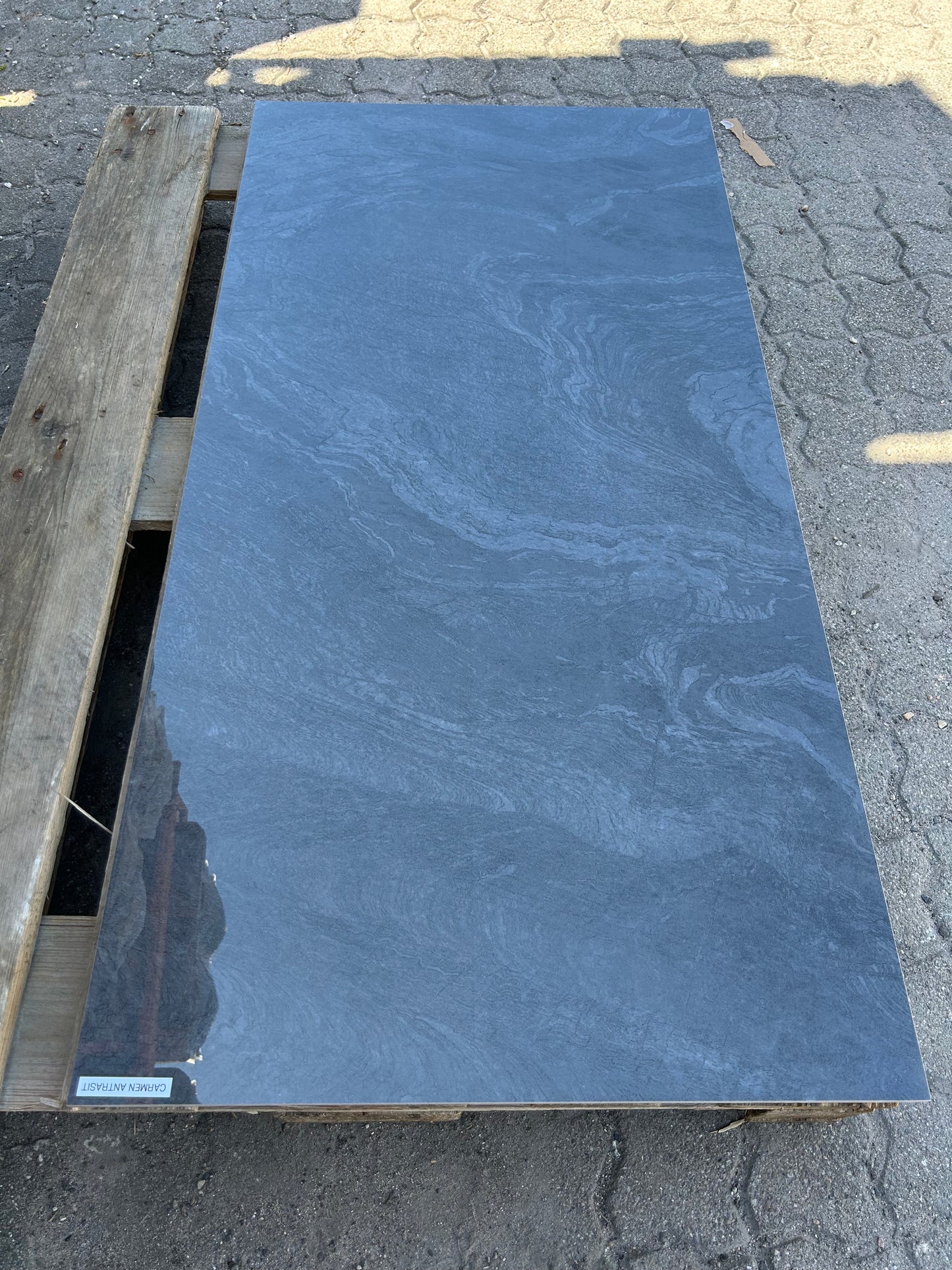 Feinsteinzeug-Fliese Carmen Anthracite Marmor-Optik Full Lappato 60x120 cm-m2granit.de
