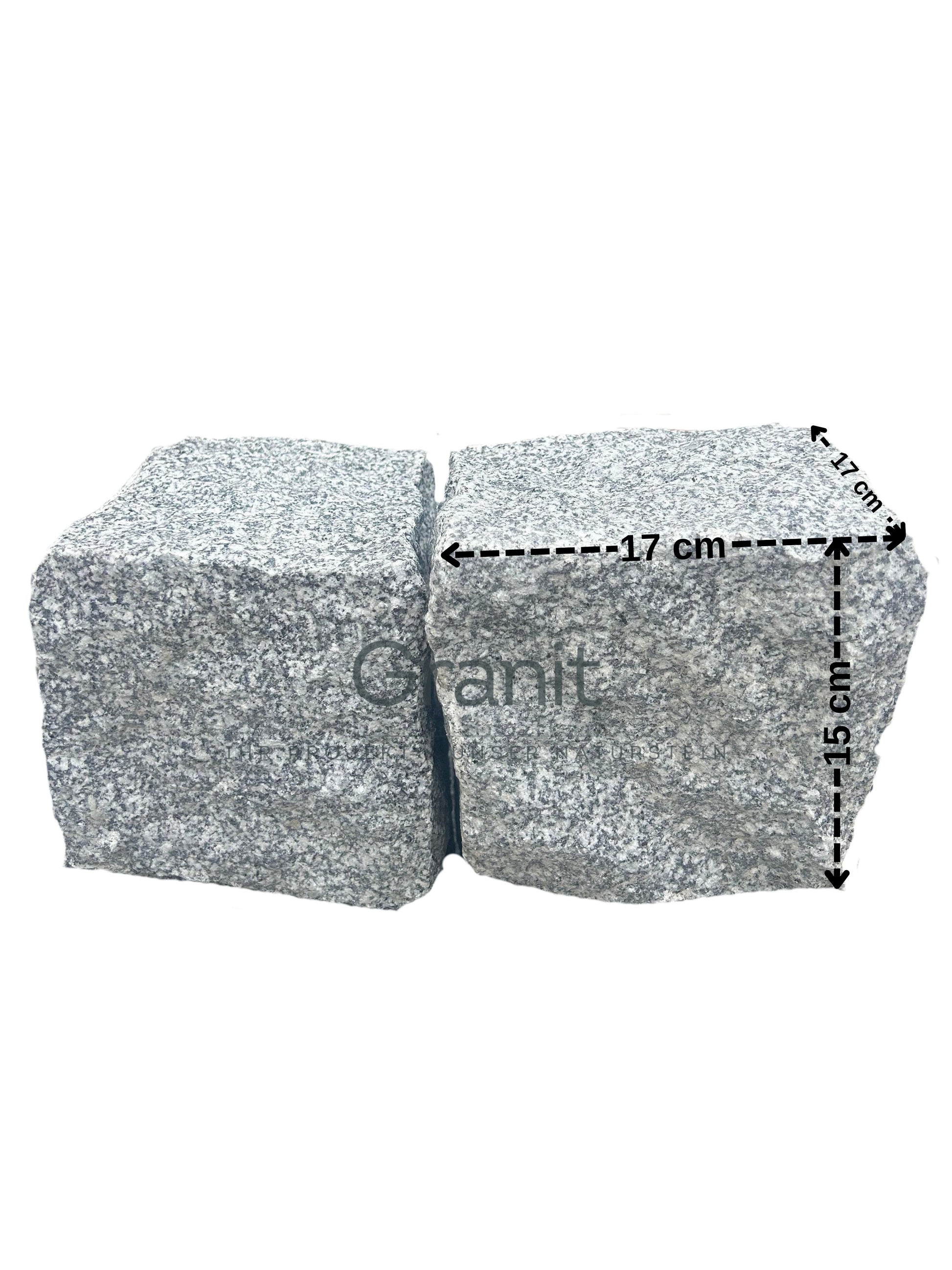 Pflastersteine aus Granit | allseits gespalten | 15/17 cm - M2Granit