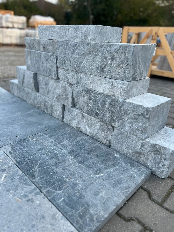 Mauersteine aus Kalkstein/Dolomit | Stoß- und Lagerfugen gesägt | Silver Grey - M2Granit