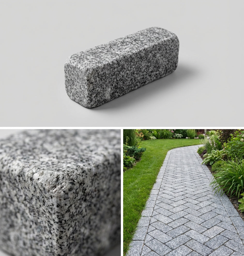 Pflastersteine aus Granit | 24x5x8cm | Fischgrätmuster