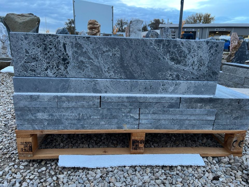 Randsteine aus Kalkstein/Dolomit | 100x7,5x25 | Silver Grey - M2Granit