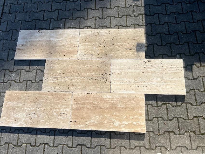 Terrassenplatten aus Travertin | 80x40x3 | Assos - Vein Cut - M2Granit