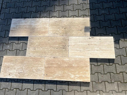 Terrassenplatten aus Travertin | 80x40x3 | Assos - Vein Cut - M2Granit