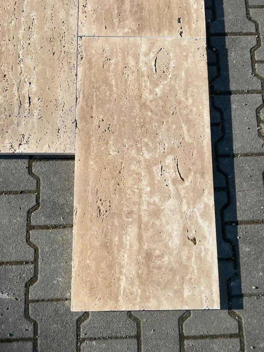 Terrassenplatten aus Travertin | 80x40x3 | Assos - Vein Cut - M2Granit