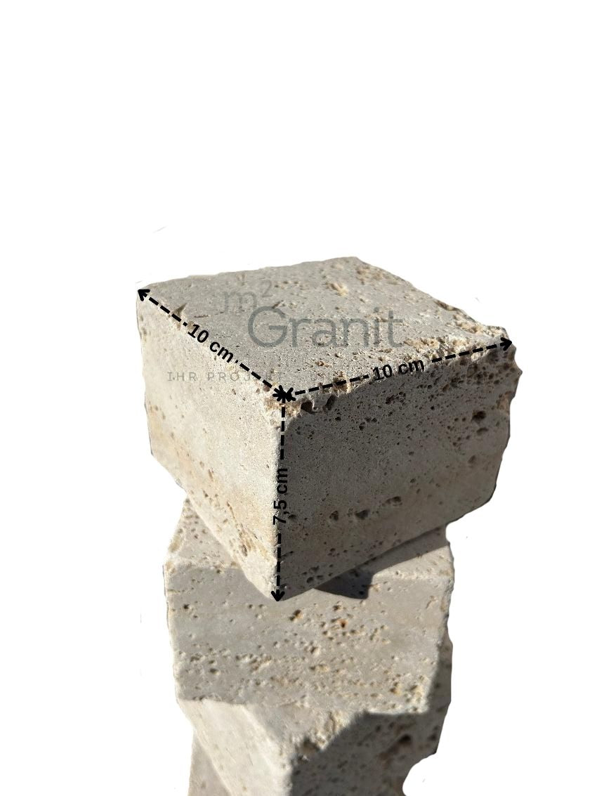 Pflastersteine aus Travertin | 7,5x10x10 | Classic - M2Granit
