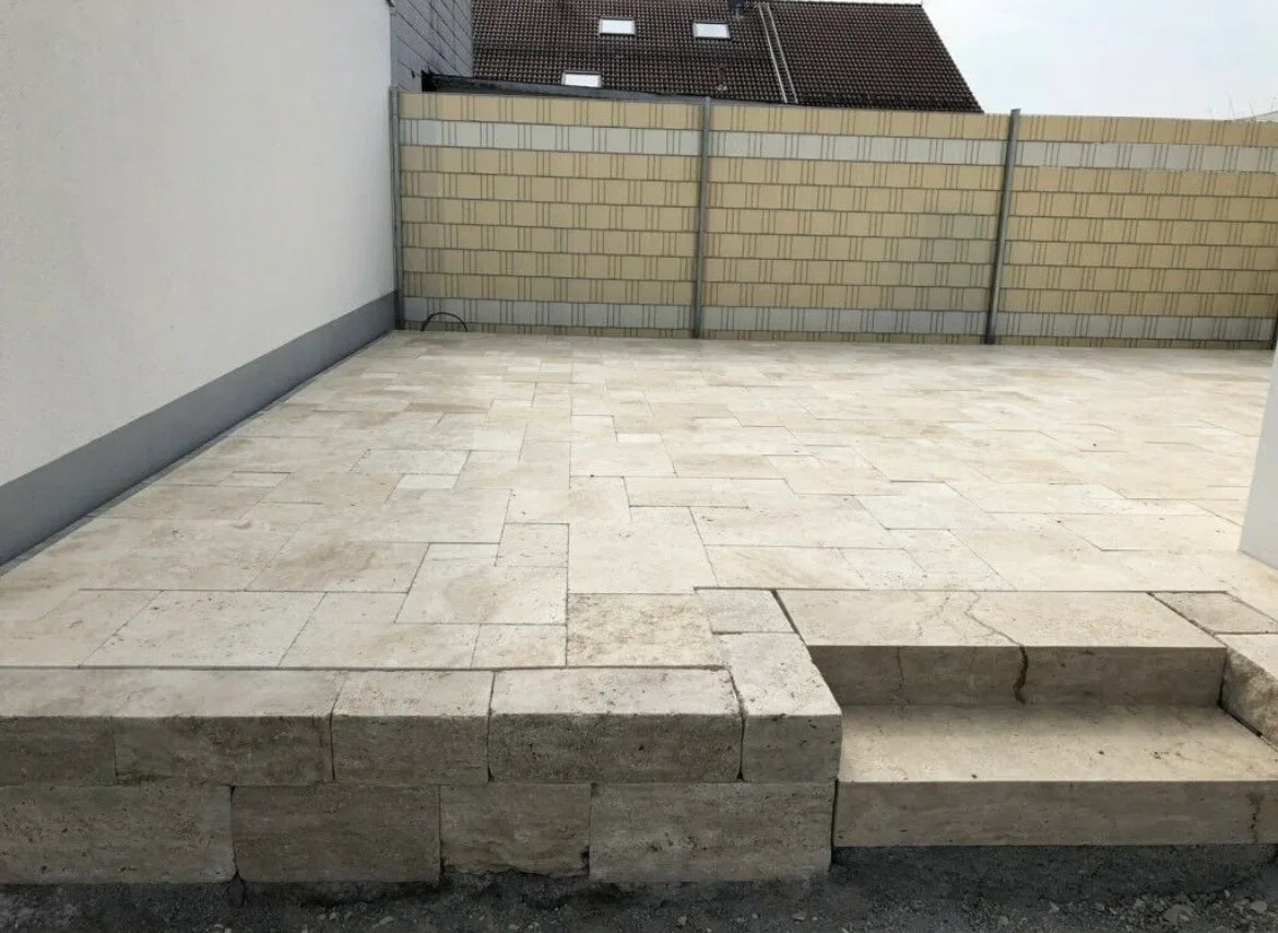 Terrassenplatten Travertin | Römischer Verband