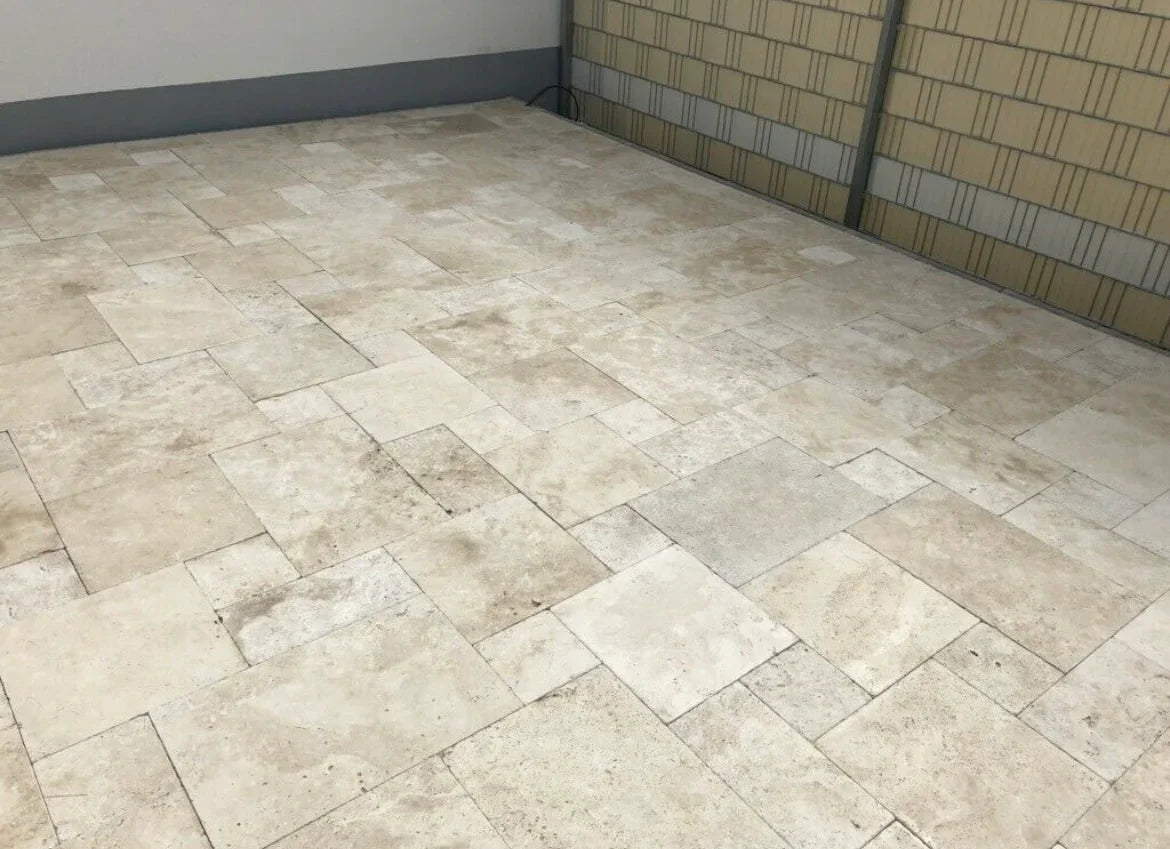 Terrassenplatten aus Travertin | Römischer Verband-m2granit