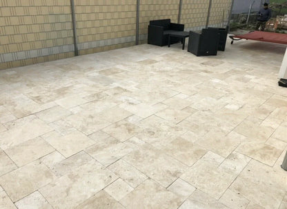 Terrassenplatten aus Travertin | Römischer Verband