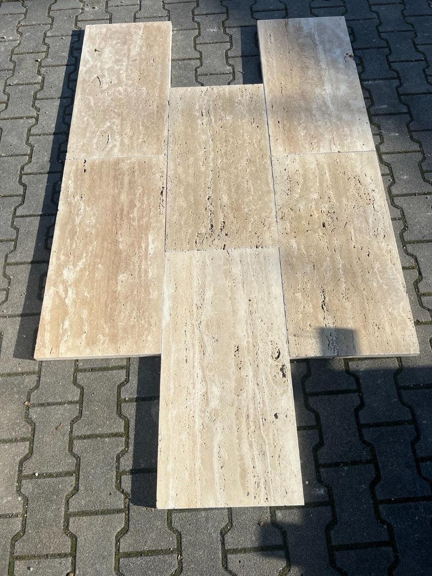 Terrassenplatten aus Travertin | 80x40x3 | Assos - Vein Cut - M2Granit