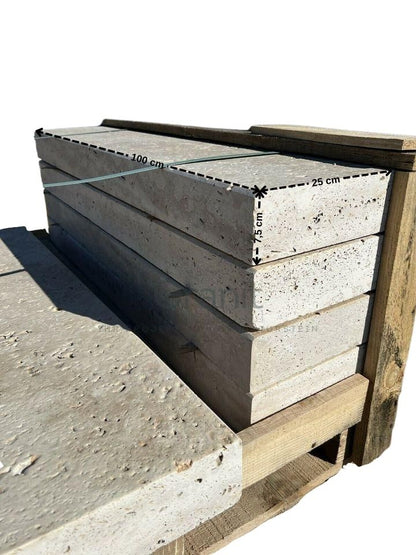 Randsteine aus Travertin - Assos-100x7,5x25 - M2Granit