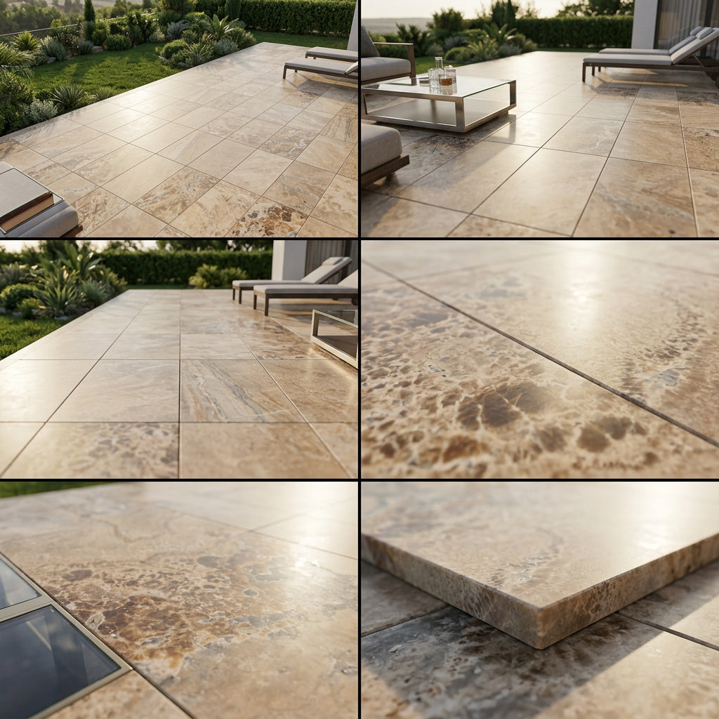 Terrassenplatten aus Travertin Silver Onyx 60x40x3cm | geschliffen & getrommelt