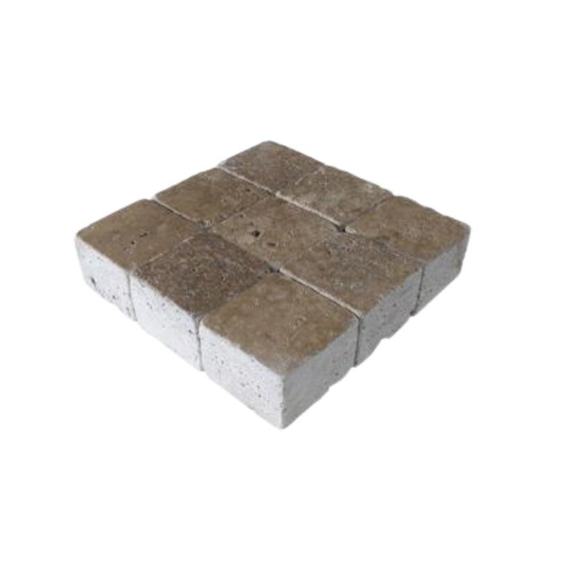 Pflasterstein aus Travertin Noce - 7,5x10x10 - M2Granit