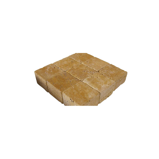 Pflastersteine aus Travertin | 7,5x10x10 | Gold